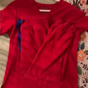 Figs Women's Red Scrub Top and Pants Set